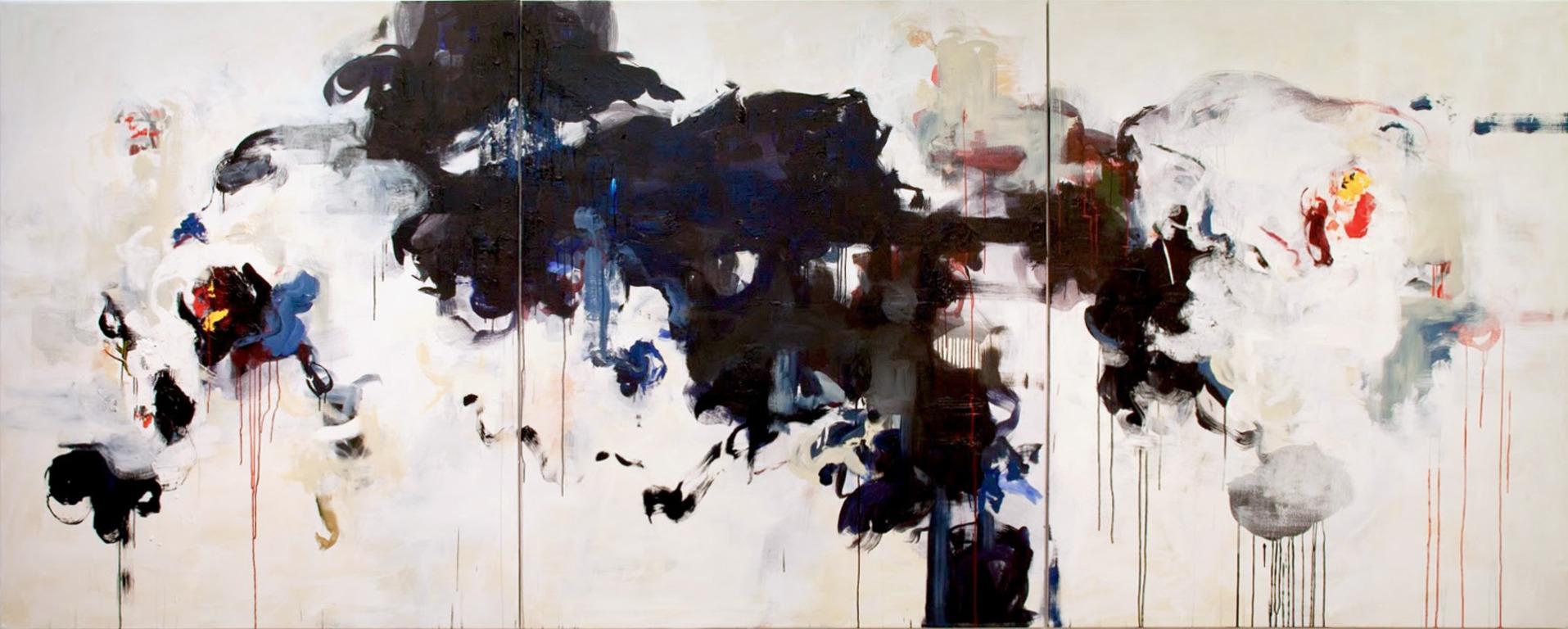 Peinture abstraite colorée, "Continuation (Triptyque)" 2020