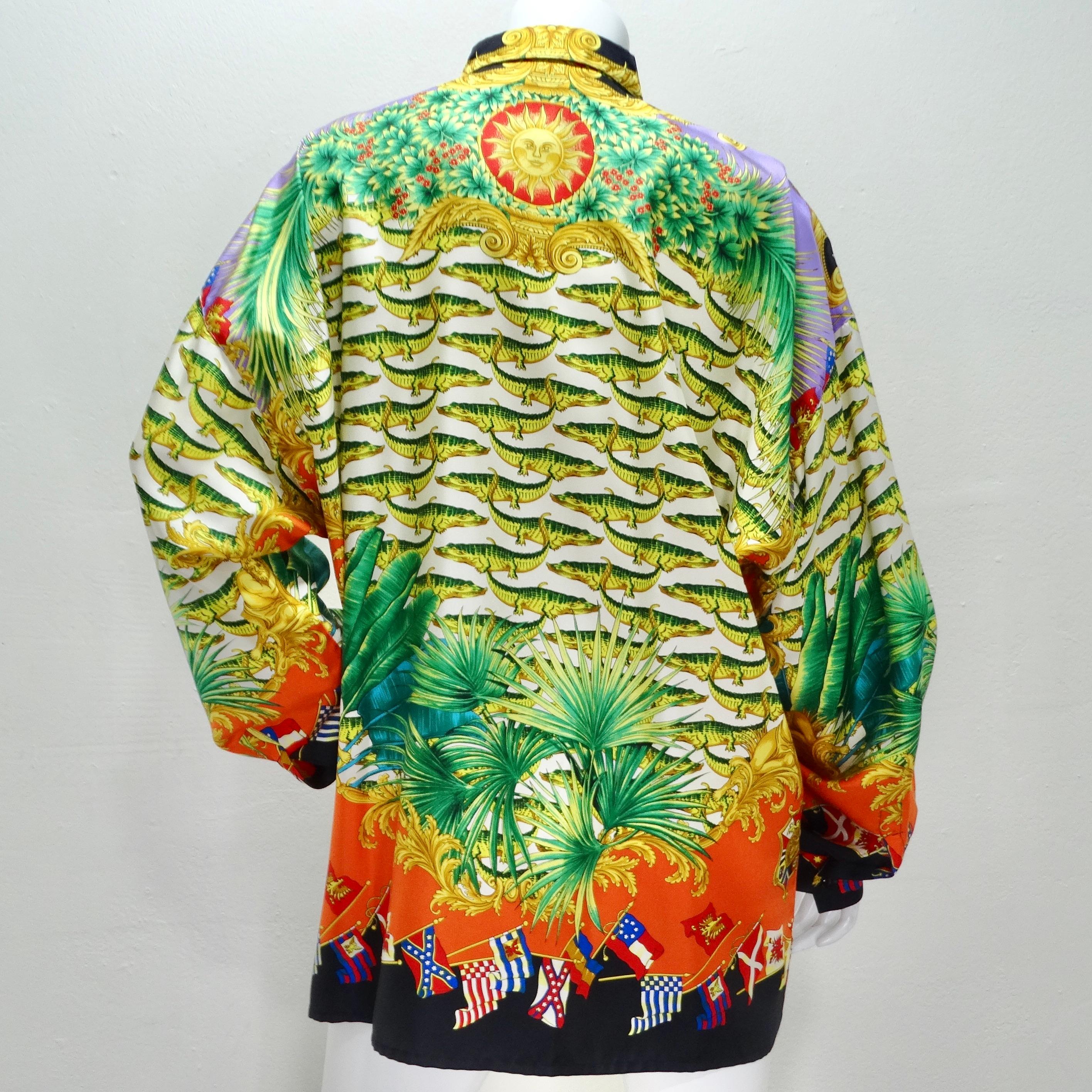 Gianna Versace SS 1993 Miami Collection Silk Shirt For Sale 4