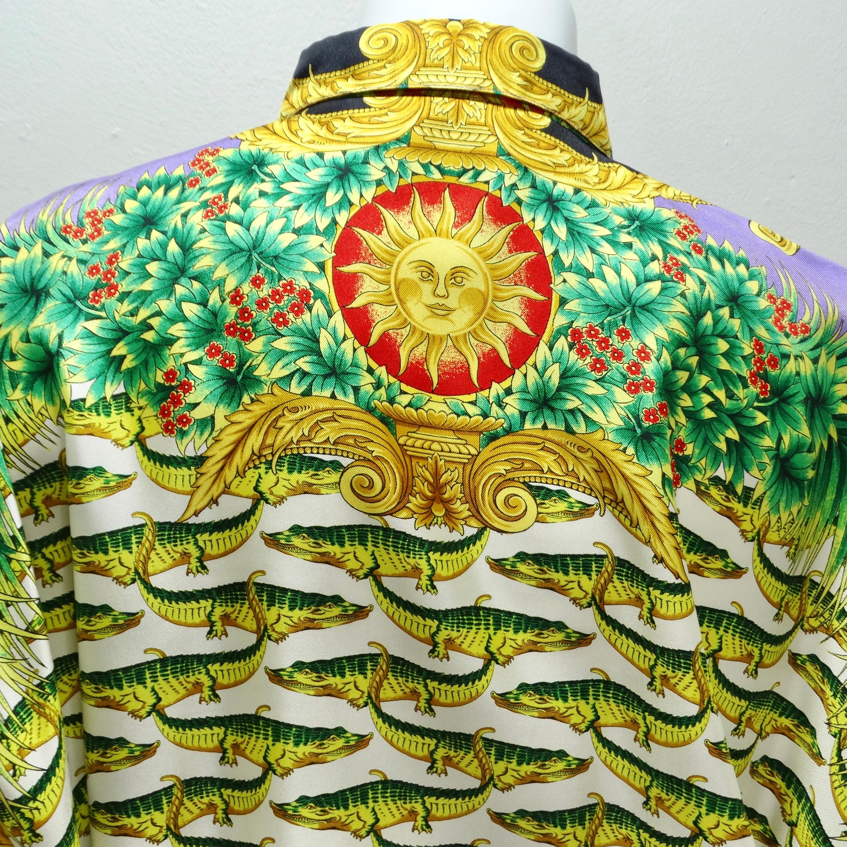 Gianna Versace SS 1993 Miami Collection Silk Shirt For Sale 5