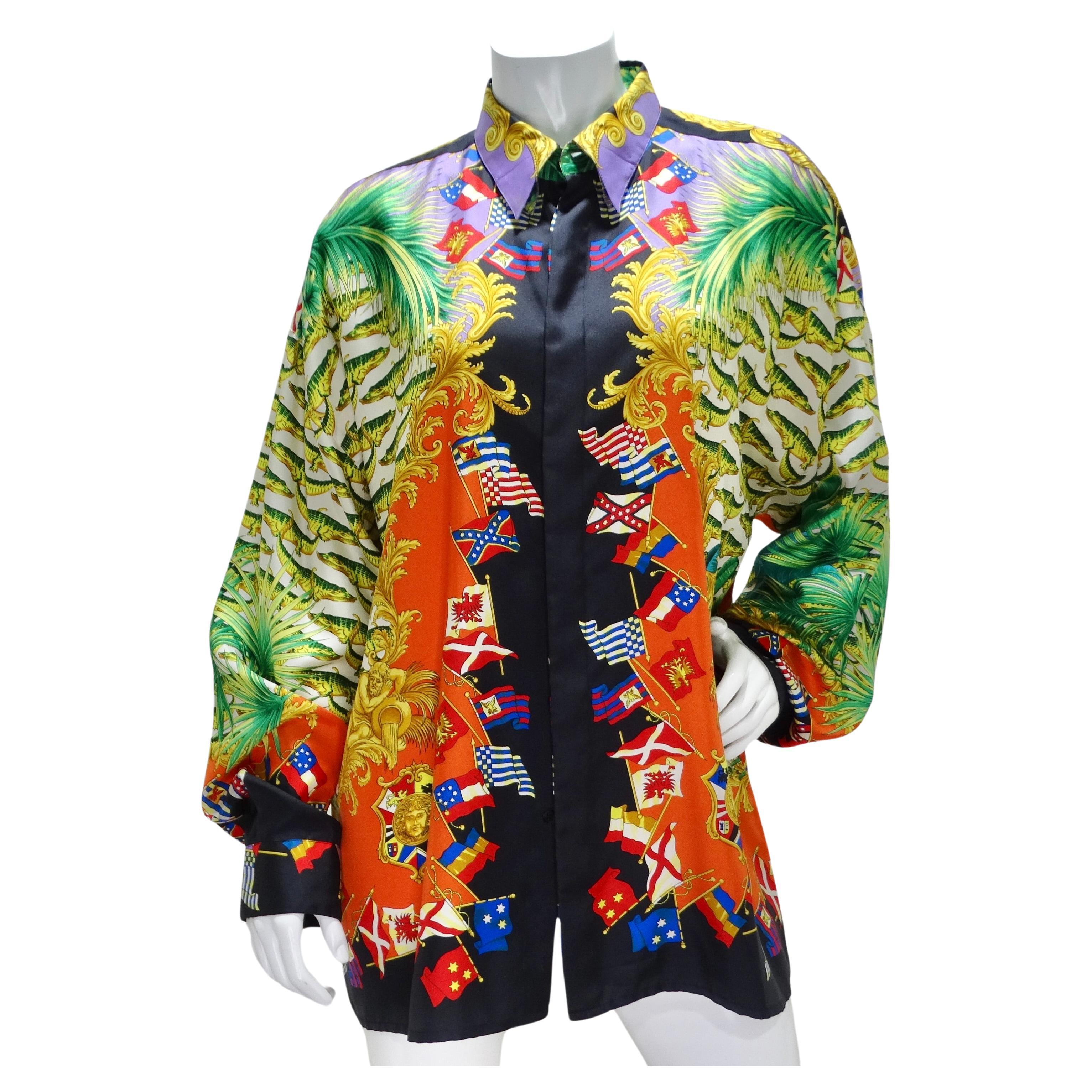Gianna Versace SS 1993 Miami Collection Silk Shirt For Sale
