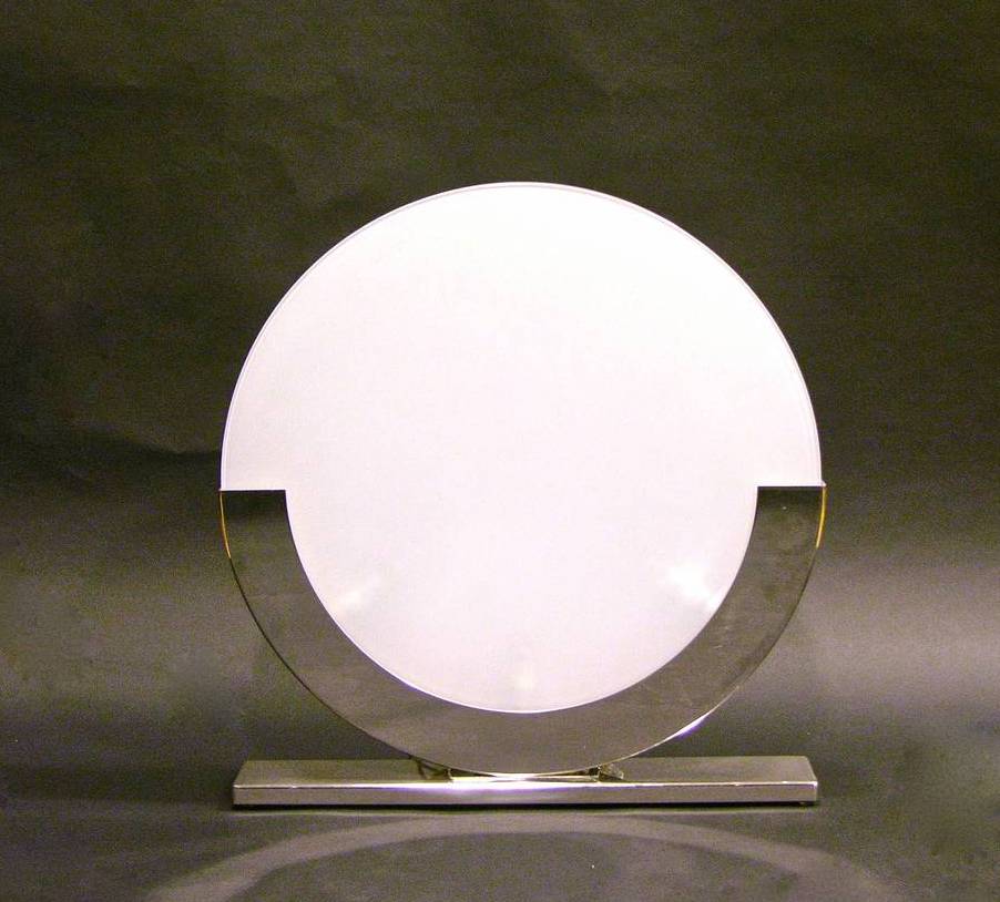 Giannella Ventura Italian Art-Deco Design White Chrome Modern Round Table Lamp 5