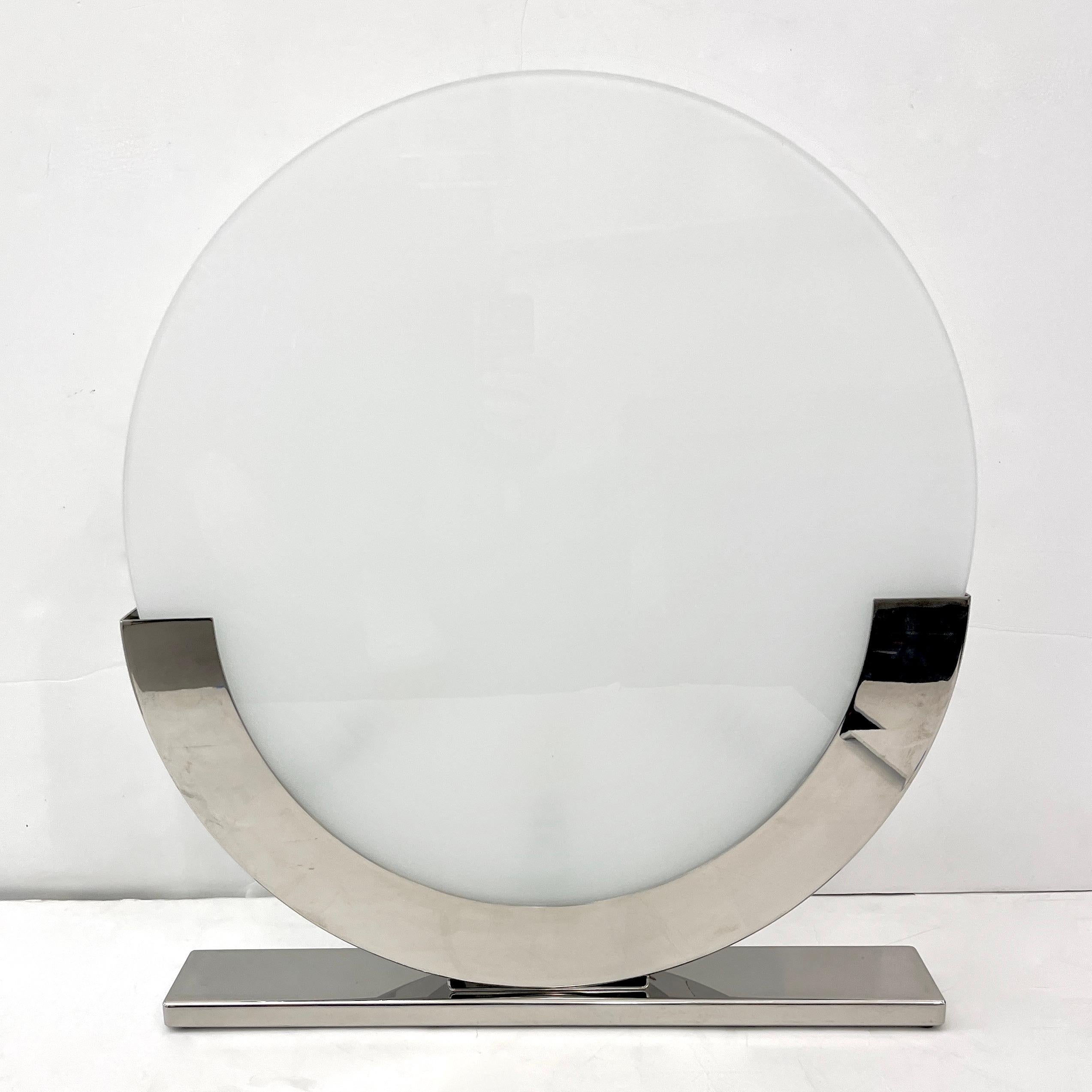 Giannella Ventura Italian Art-Deco Design White Chrome Modern Round Table Lamp 6