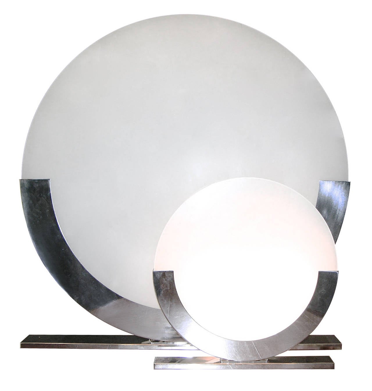 Organic Modern Giannella Ventura Italian Art-Deco Design White Chrome Modern Round Table Lamp