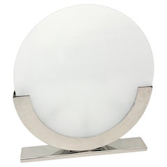 Moderne runde Tischlampe, Giannella Ventura, Italienisches Art-Deco-Design, weißes Chrom