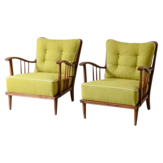 Gianni Albertini, pair of cherry wood armchairs For Sale