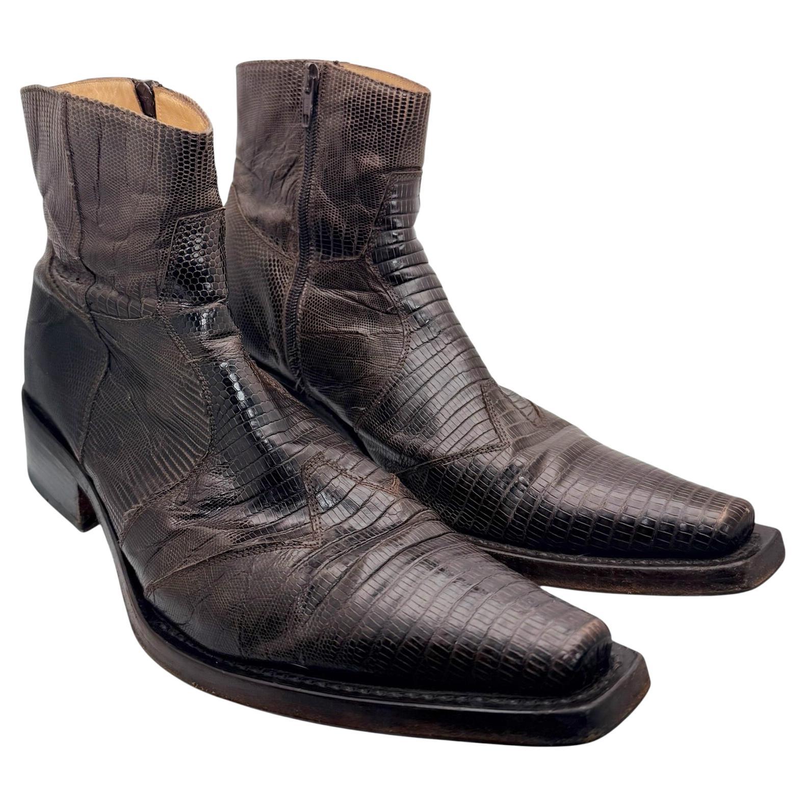 Gianni Barbato Vintage Exotic Leather Boots Size 45 Italy, 2002