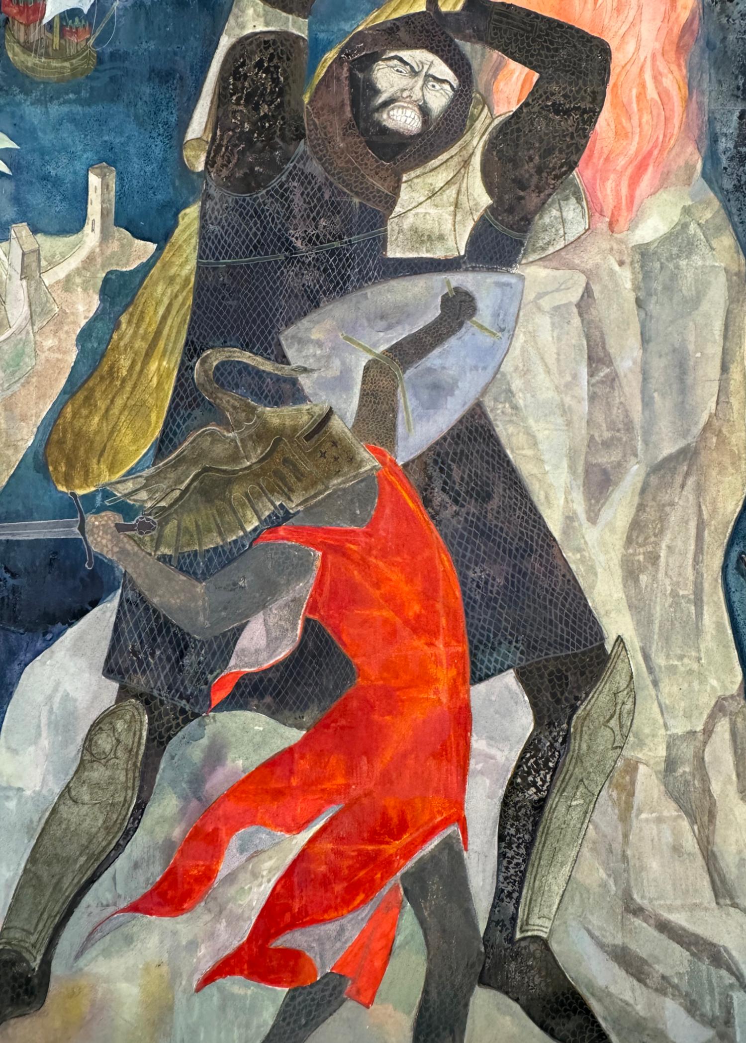Battle des chevaliers du roi Arthur - Painting de Gianni Benvenuti