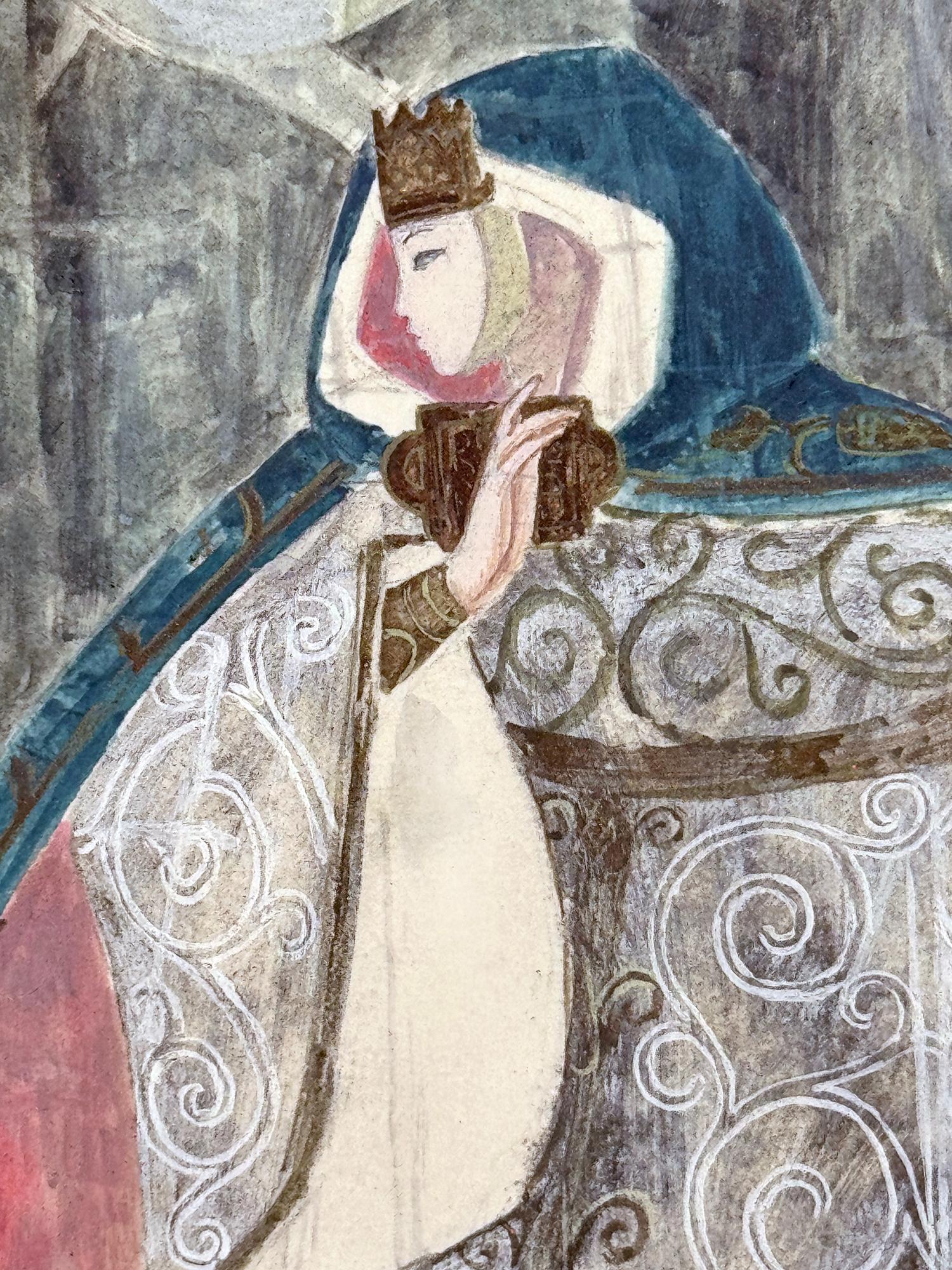 La princesa de los cuentos de Pushkin - Arte Fantástico - Art Nouveau - Figurative Painting Gris de Gianni Benvenuti