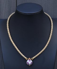 Gianni Bulgari Enigma 18K Gold Diamond Ruby Braided Necklace 2.75 TCW IGI Cert.
