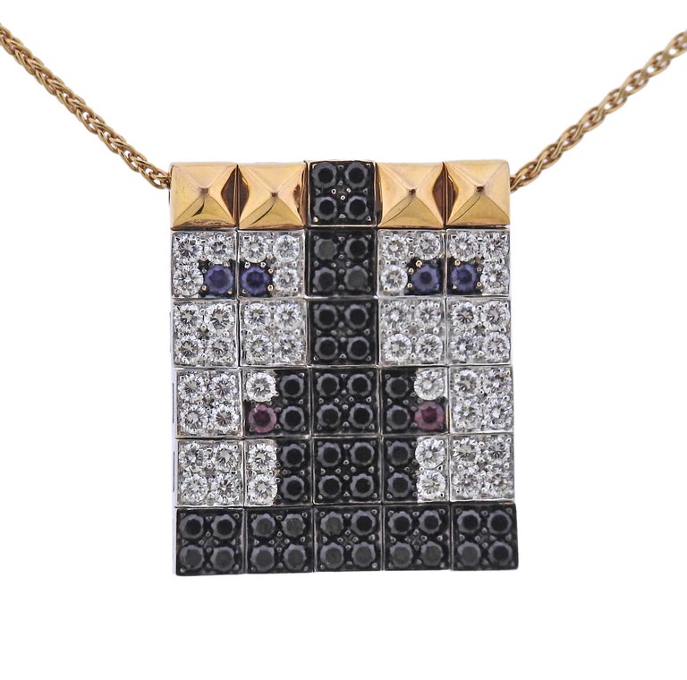 Gianni Bulgari Enigma: Gold-Halskette mit Diamant-Anhänger im Angebot bei  1stDibs
