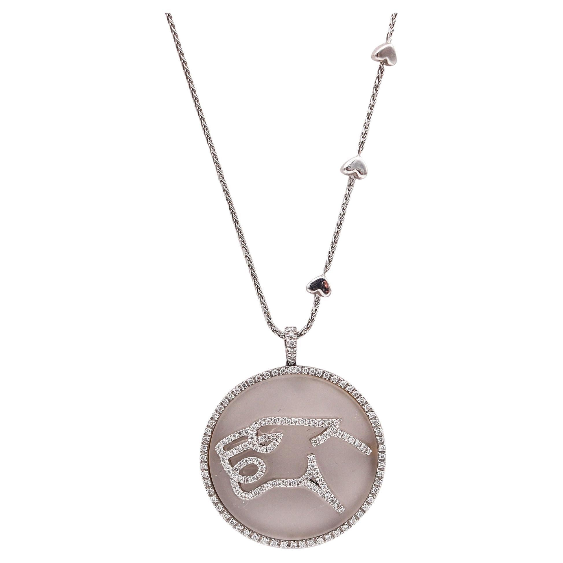 Gianni BVLGARI Collana Enigma Panther in 18Kt con quarzo roccioso e diamanti VS in vendita