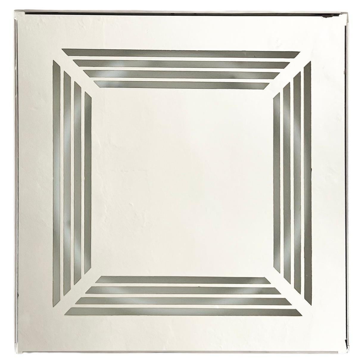 Gianni Celada für Fontana Arte Quadratischer Spiegel, Wandleuchte mit Hintergrundbeleuchtung, 1970er Space Age