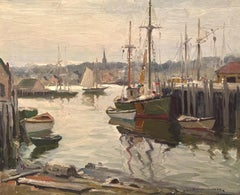 Gianni Cilfone Escena del puerto de Gloucester, Pintura al óleo original firmada