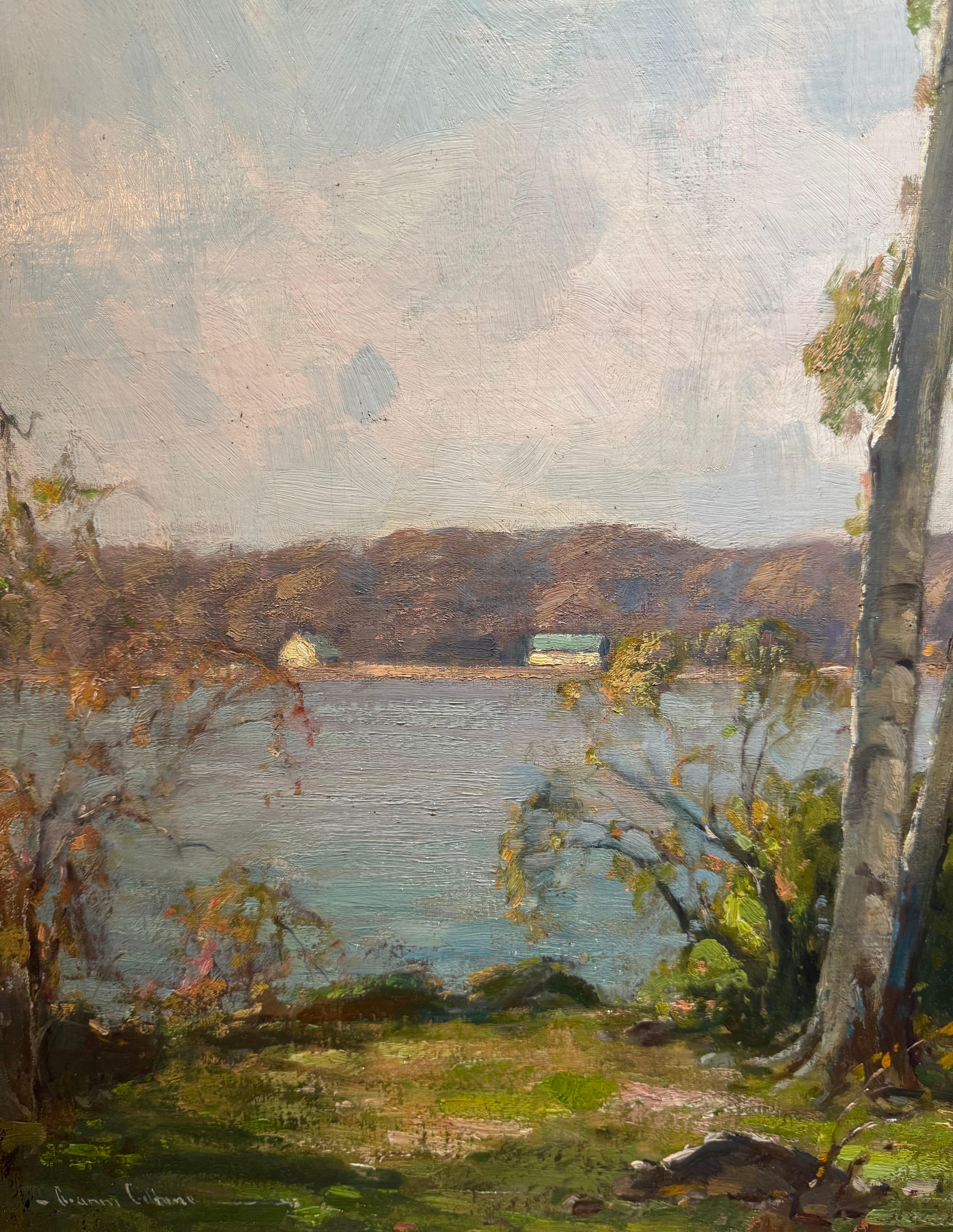 Large PIGEON COVE Rockport Massachusetts IMPRESSIONIST Sailboat Painting en vente 5