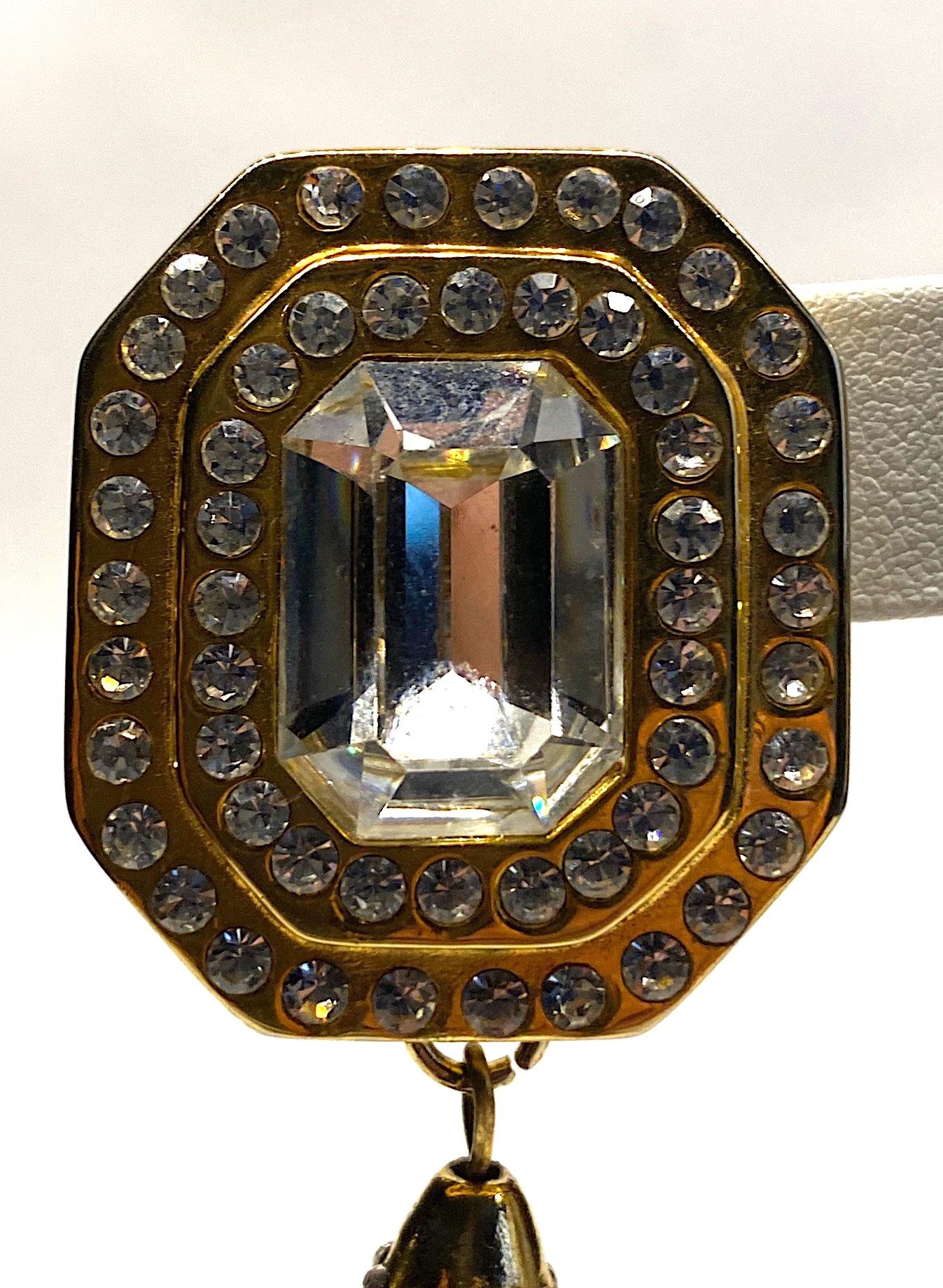 Gianni De Liguoro 1980s Pearl Pendant  & Rhinestone Earrings 1