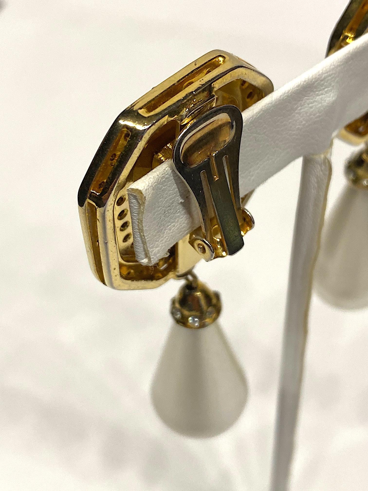 Gianni De Liguoro 1980s Pearl Pendant  & Rhinestone Earrings 5