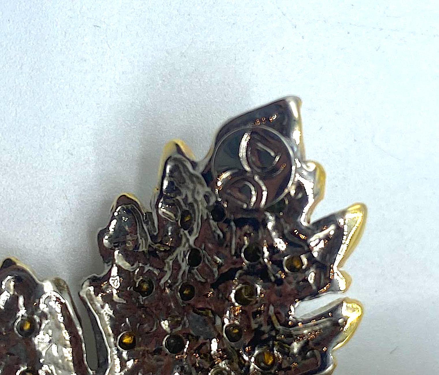 Gianni De Liguoro 1980s Silver & Gold Pearl & Rhinestone Grape Cluster Brooch  2