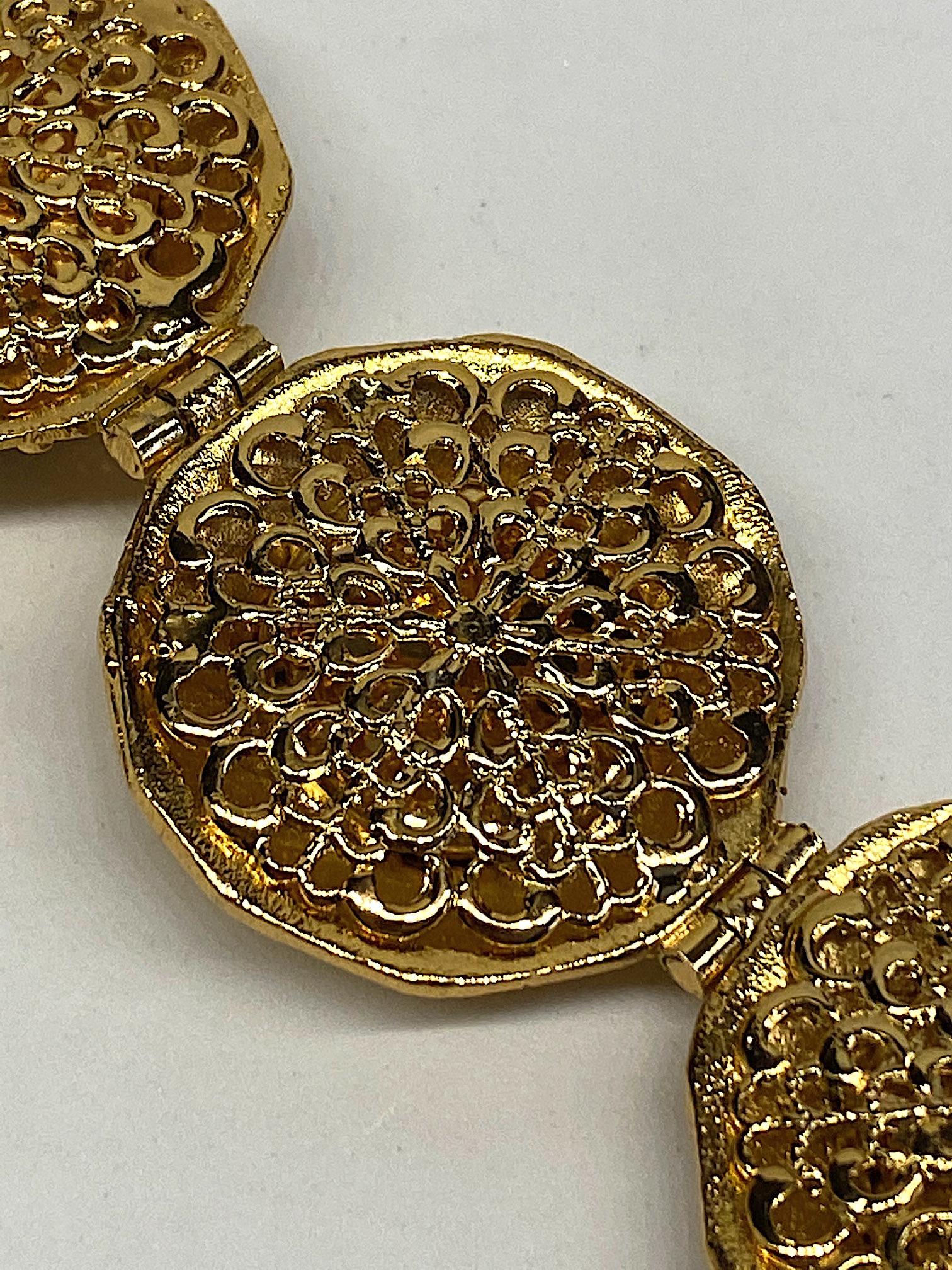 Gianni De Liguoro Byzantine Style Gold & Red Cabochon Bracelet, 1980s 6