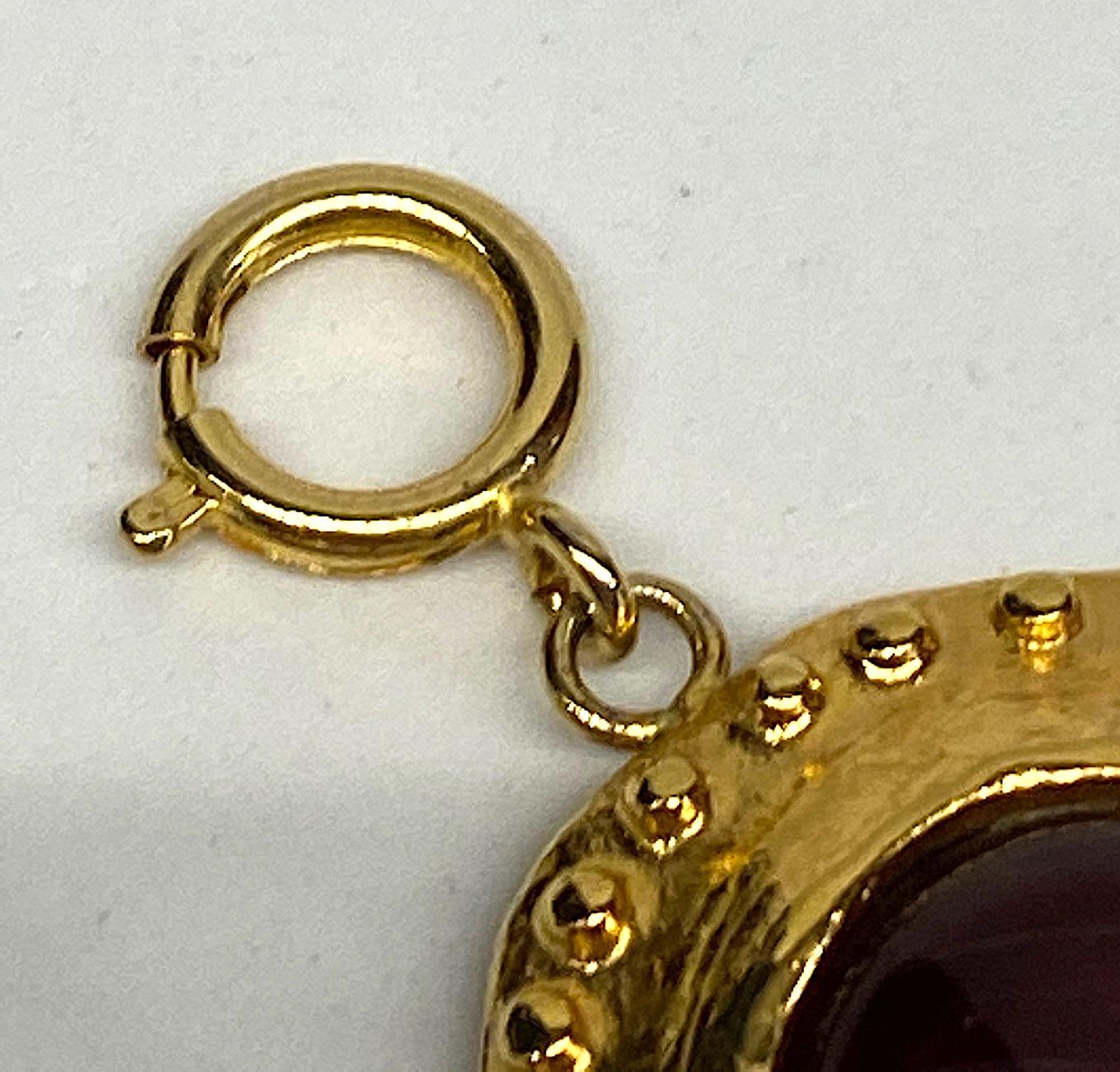 Gianni De Liguoro Byzantine Style Gold & Red Cabochon Bracelet, 1980s 3