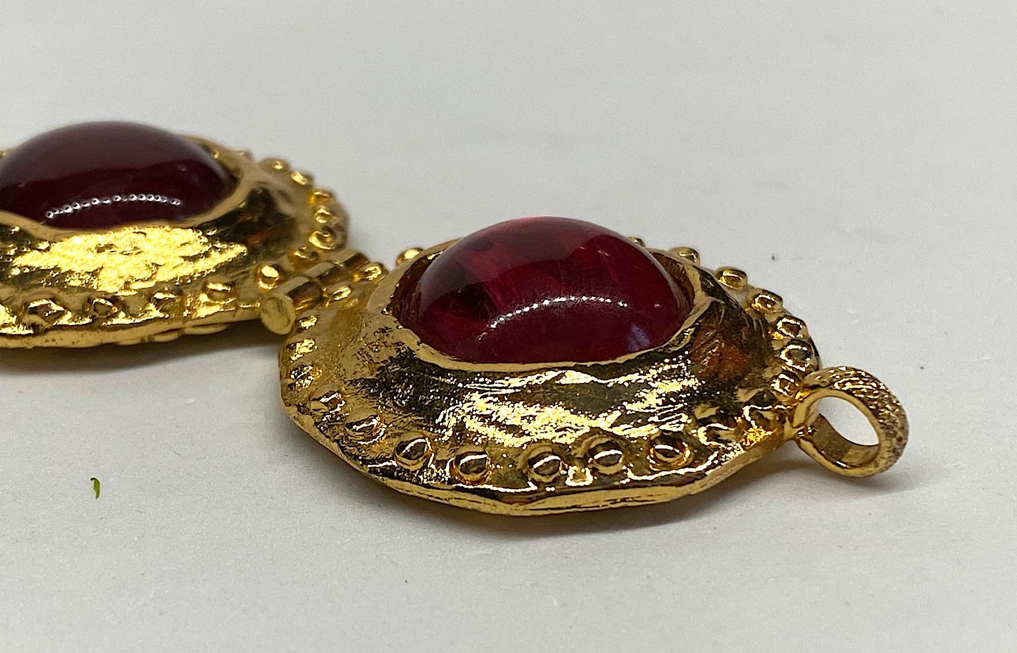 Gianni De Liguoro Byzantine Style Gold & Red Cabochon Bracelet, 1980s 4