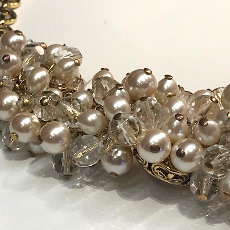 Gianni De Liguoro Crystal, Pearl bead and Rhinestone 1980s Necklace 7