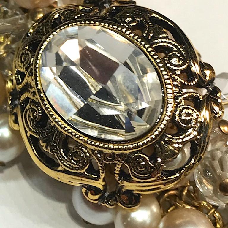 Gianni De Liguoro Crystal, Pearl bead and Rhinestone 1980s Necklace 9
