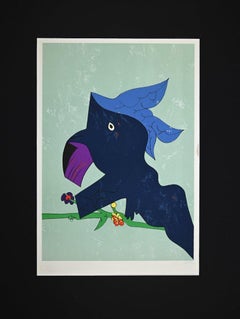 Blue Compositions- Bundle of 2 Lithographs by Gianni Dova - 1970s