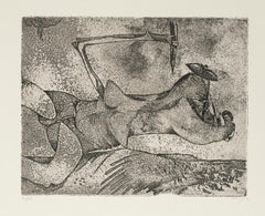 Figure in Space - Original Etching by Gianni Dova - 1970
