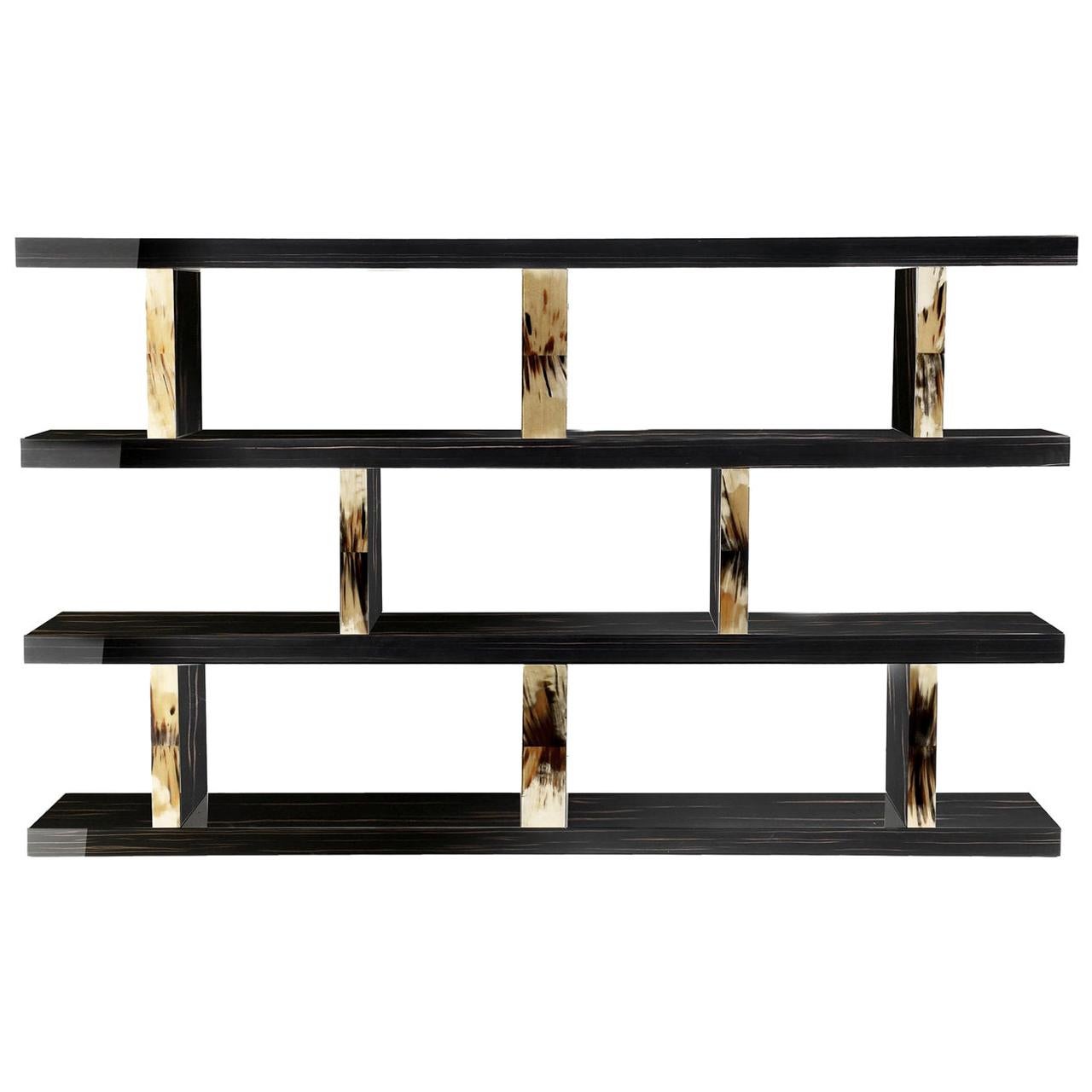 Gianni Ebony Wood Double Sided Bookcase