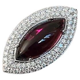 Gianni Lazzaro 10, 93 Carat Tourmaline Diamond White 18K Gold Ring for Her For Sale