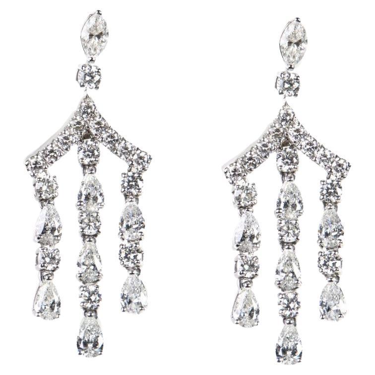 Gianni Lazzaro 1, 31 Carat White Diamond White Gold Earrings for Her For Sale