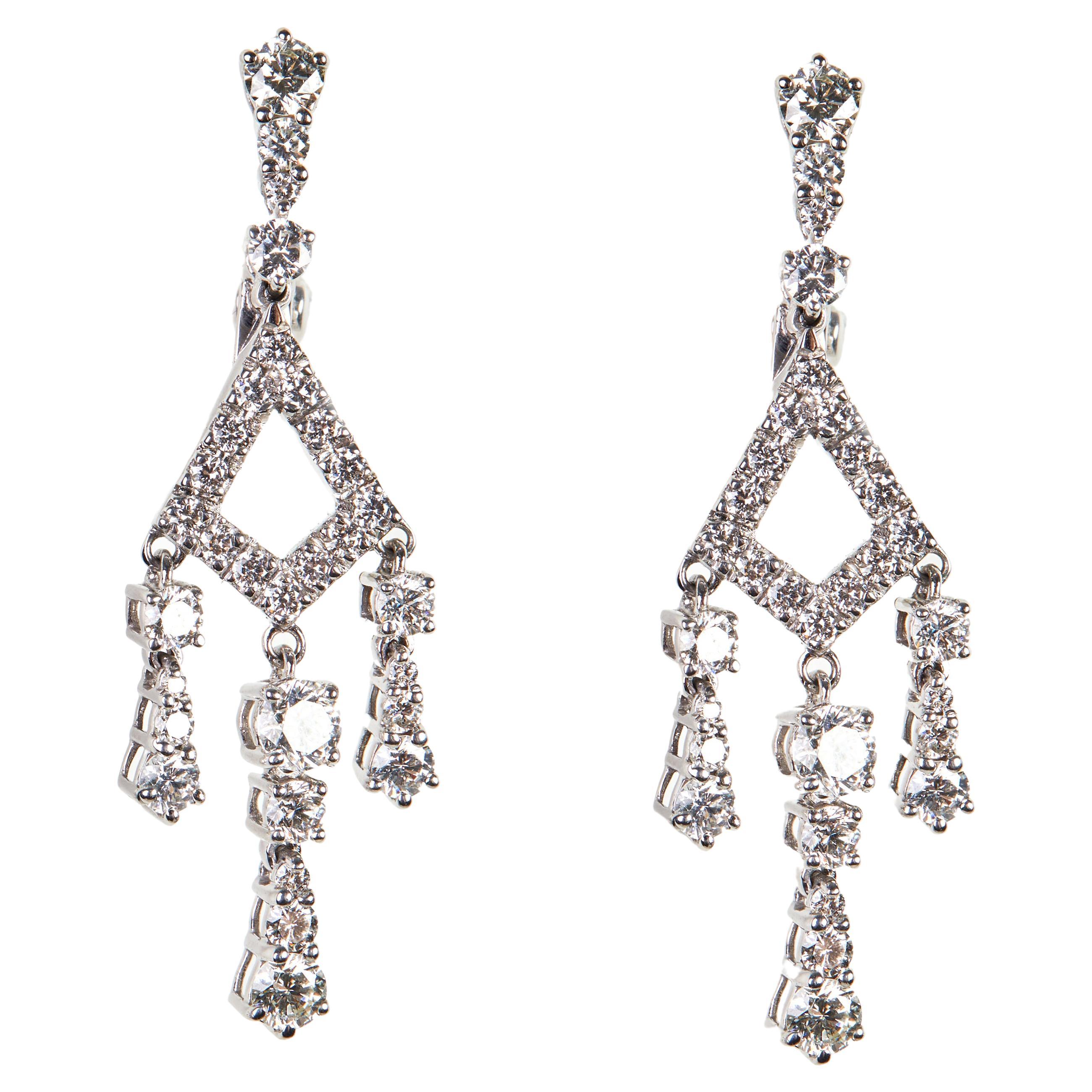 Gianni Lazzaro 2, 05 Carat White Gold Diamond Dangle Earrings For Her For Sale