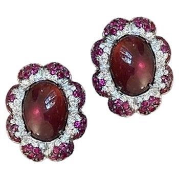 Gianni Lazzaro 20, 60 Ct Tourmaline Ruby Diamond White 18K Gold Earrings for Her For Sale