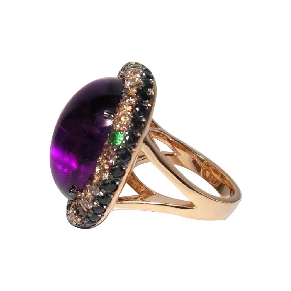 Ring Pink Gold 18 K Gianni Lazzaro

Diamonds brown 44-1,22 ct GVS 
Diamonds black 34-2,35 ct GVS 
Amethyst 1 Cabochon-23,81 ct
Tsavorite 12-0,50ct
Weight 20,80 gram



With a heritage of ancient fine Swiss jewelry traditions, NATKINA is a Geneva