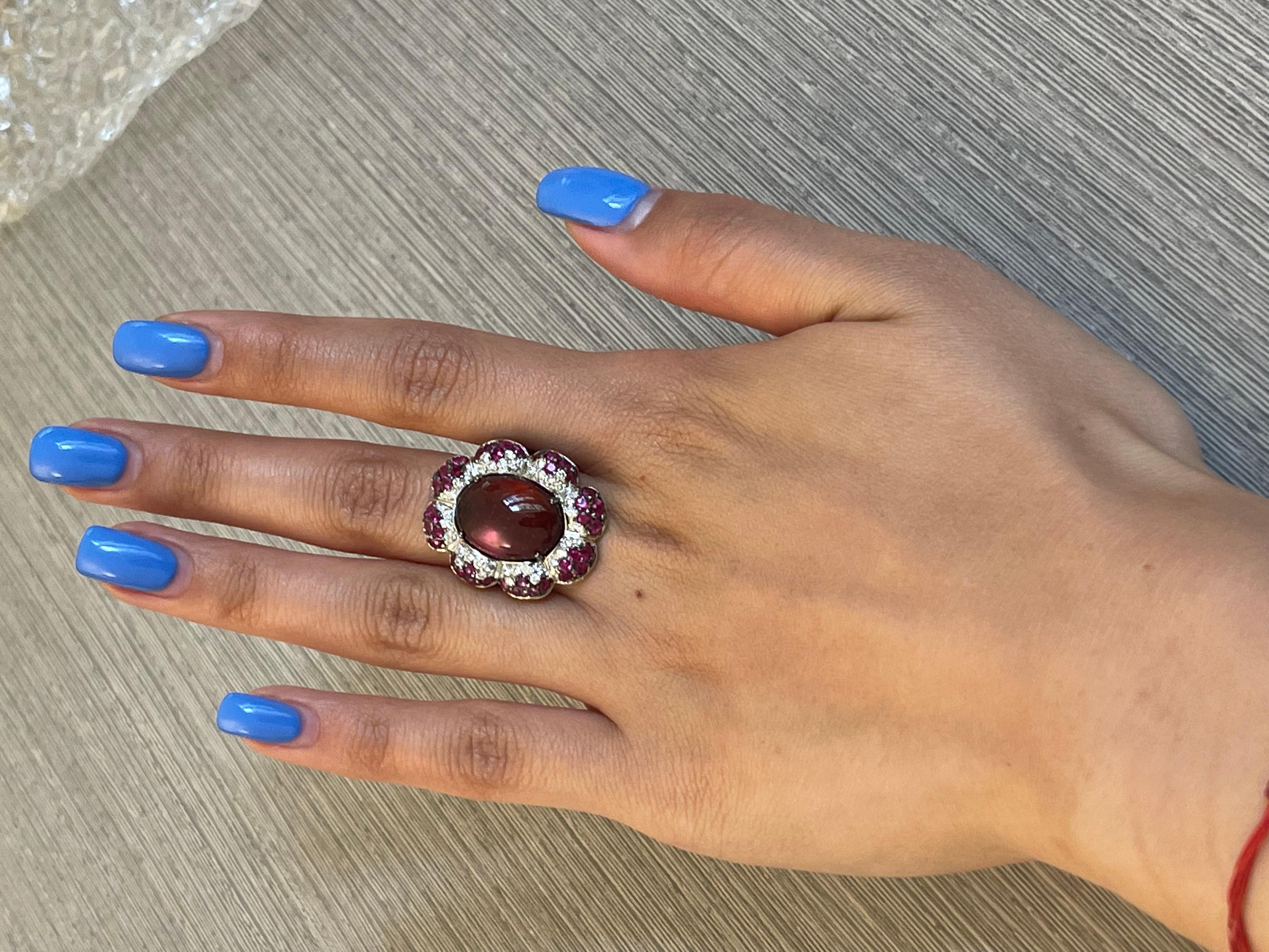 Gianni Lazzaro 7, 57 Carat Tourmaline Ruby Diamond White 18K Gold Ring for Her In New Condition For Sale In Montreux, CH