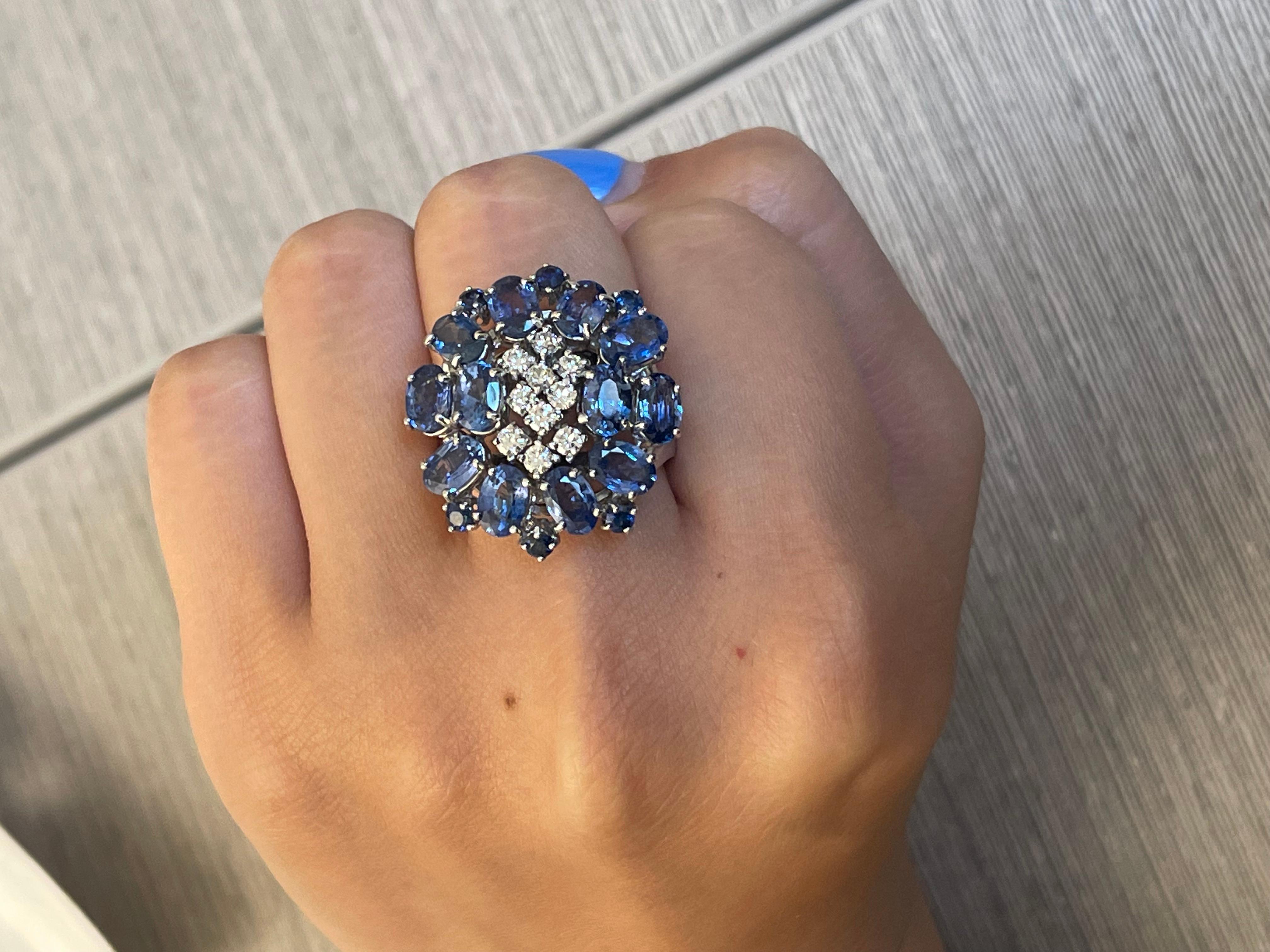 Ring White Gold 18 K Gianni Lazzaro 

Diamonds 10-0,5 ct HSI 
Blue Sapphire 7,18 ct

With a heritage of ancient fine Swiss jewelry traditions, NATKINA is a Geneva based jewellery brand, which creates modern jewellery masterpieces suitable for every