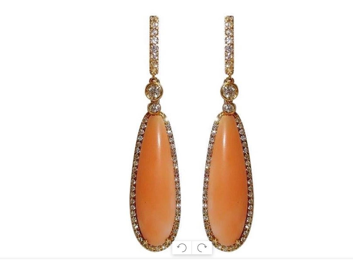 Modern Gianni Lazzaro Coral 29, 4 ct Diamond Yellow 18K Gold Earrings for Her For Sale