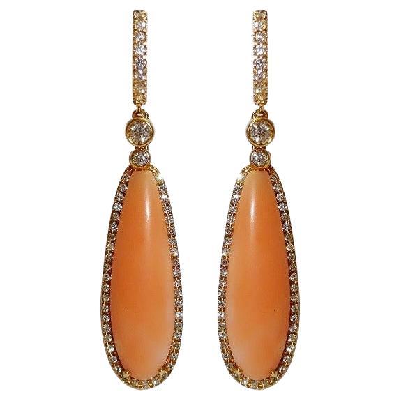 Gianni Lazzaro Coral 29, 4 ct Diamond Yellow 18K Gold Earrings for Her For Sale