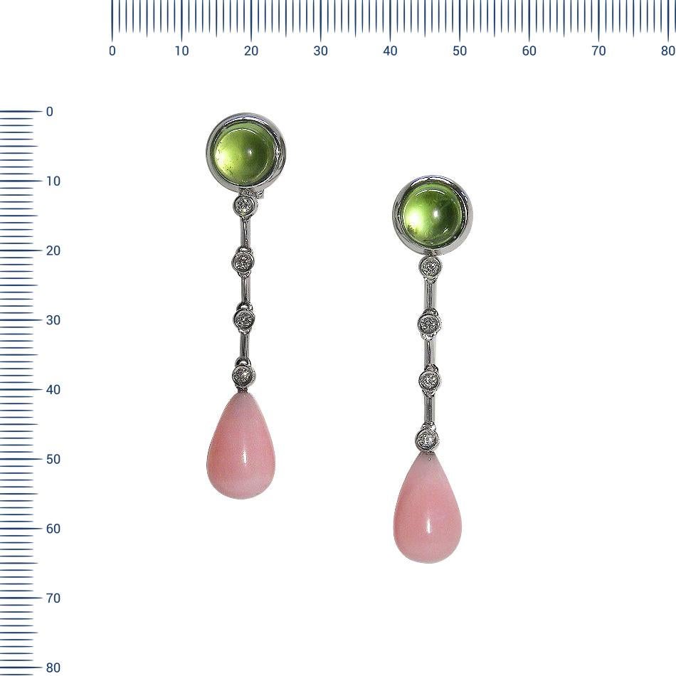 Earrings White Gold 18 K Gianni Lazzaro 

Diamonds 8-0,28 ct GSI 
Peridot 2 Cabochon -7,15 ct
Rosa Opale 2 Cabochon-17,40 ct
Weight 14,30 gram

With a heritage of ancient fine Swiss jewelry traditions, NATKINA is a Geneva based jewellery brand,