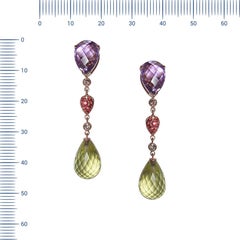 Gianni Lazzaro Raro Zaffiro Arancione Ametista Diamanti Citrino Orecchini in oro 18 carati