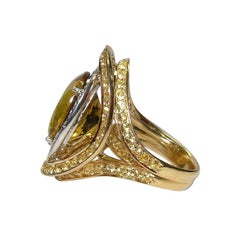Gianni Lazzaro Rare Yellow Sapphire 12.13 Ct Beryl Diamond Yellow Anello in oro 18 carati