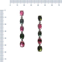 Gianni Lazzaro Rose Green Cabochone Tourmaline Diamonds White 18k Gold Earrings