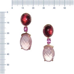 Ohrringe von Gianni Lazzaro, Rosenquarz, Saphir, Turmalin, Diamanten, Citrin, Gold