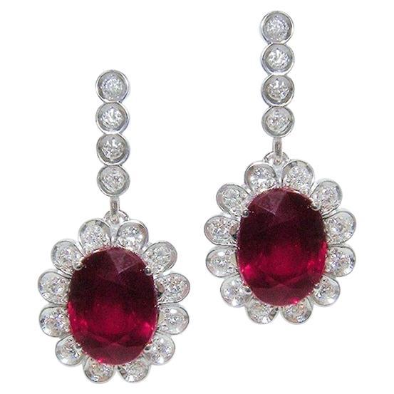 Gianni Lazzaro Ruby 14, 53 Ct Diamond White 18K Gold Earrings for Her For Sale