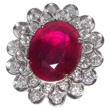 Gianni Lazzaro Bague en or blanc 18 carats avec rubis de 9,58 carats et diamants pour elle