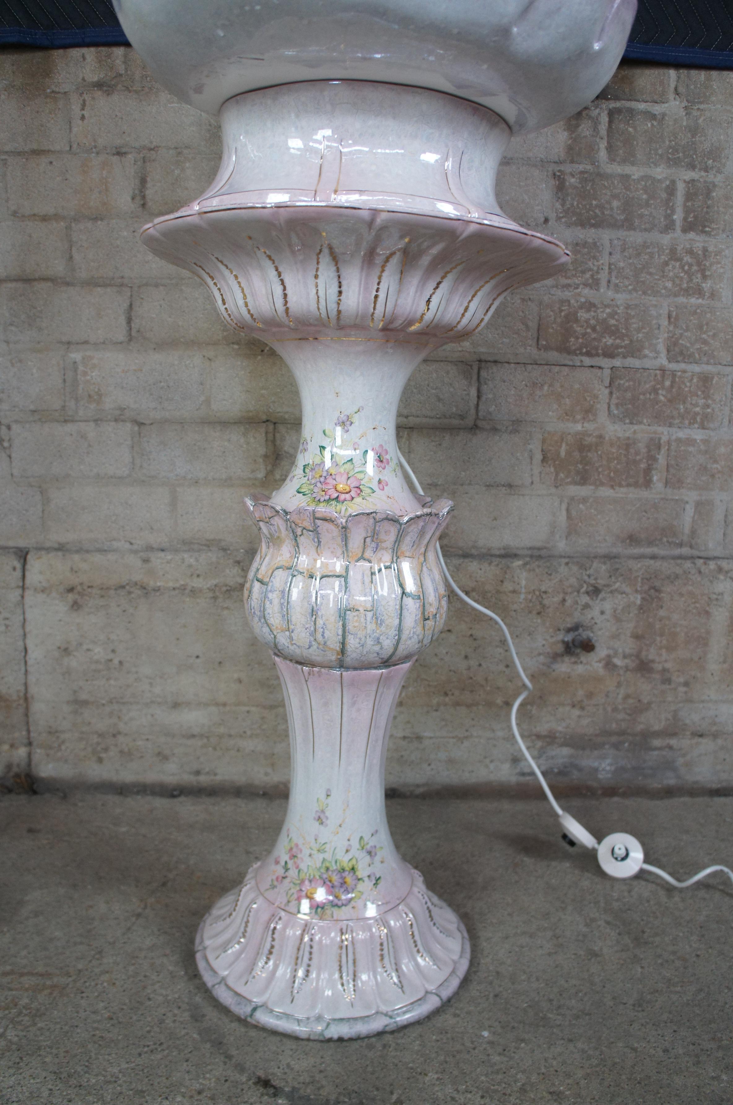 Gianni Lorenzon Italy Porcelain Illuminated Water Fountain Light and Pedestal 1