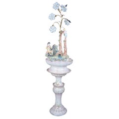 Vintage Gianni Lorenzon Italy Porcelain Illuminated Water Fountain Light and Pedestal