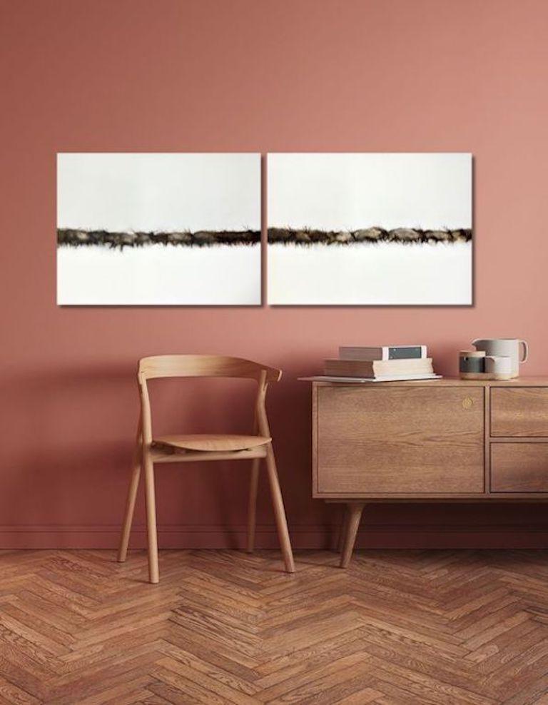 Quadro su tavola con branco di renne in corsa. Stile nordico 1