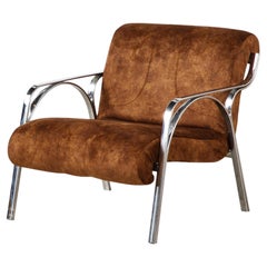 Gianni Moscatelli Chrome Lounge Chair, Italy, circa 1970