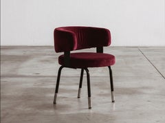 Gianni Moscatelli Dining Chair for Formanova, Burgundy Velvet, 1968